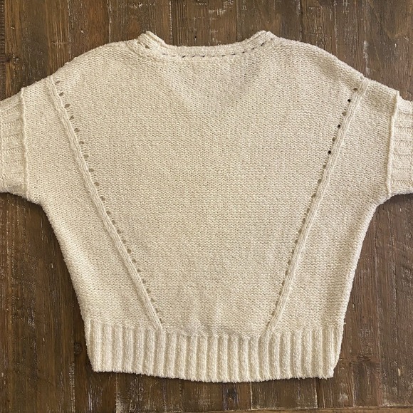 Pilcro Anthropologie Sweater Womens XS Ivory Cable Knit Boho Merino Wool Blend - Picture 5 of 10